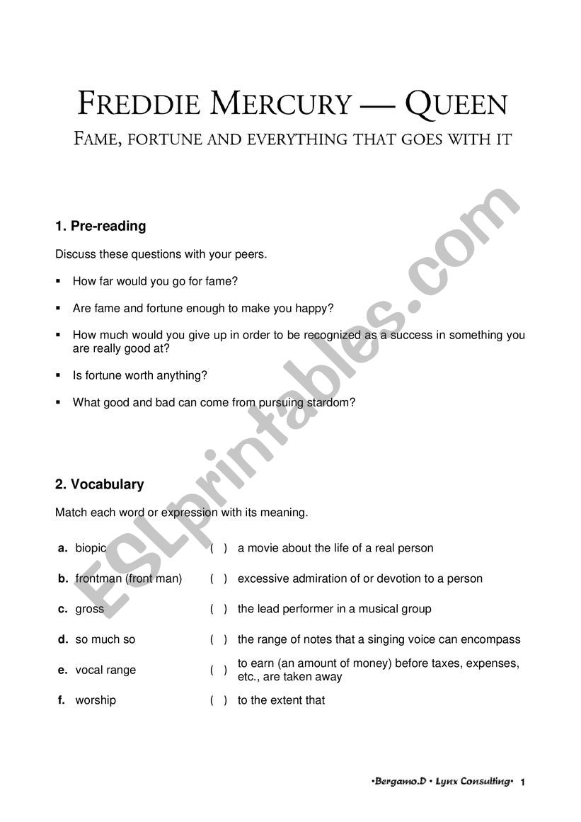 Freddie Mercury â€” Queen: Fame, fortune and everything that goes with it [with key]